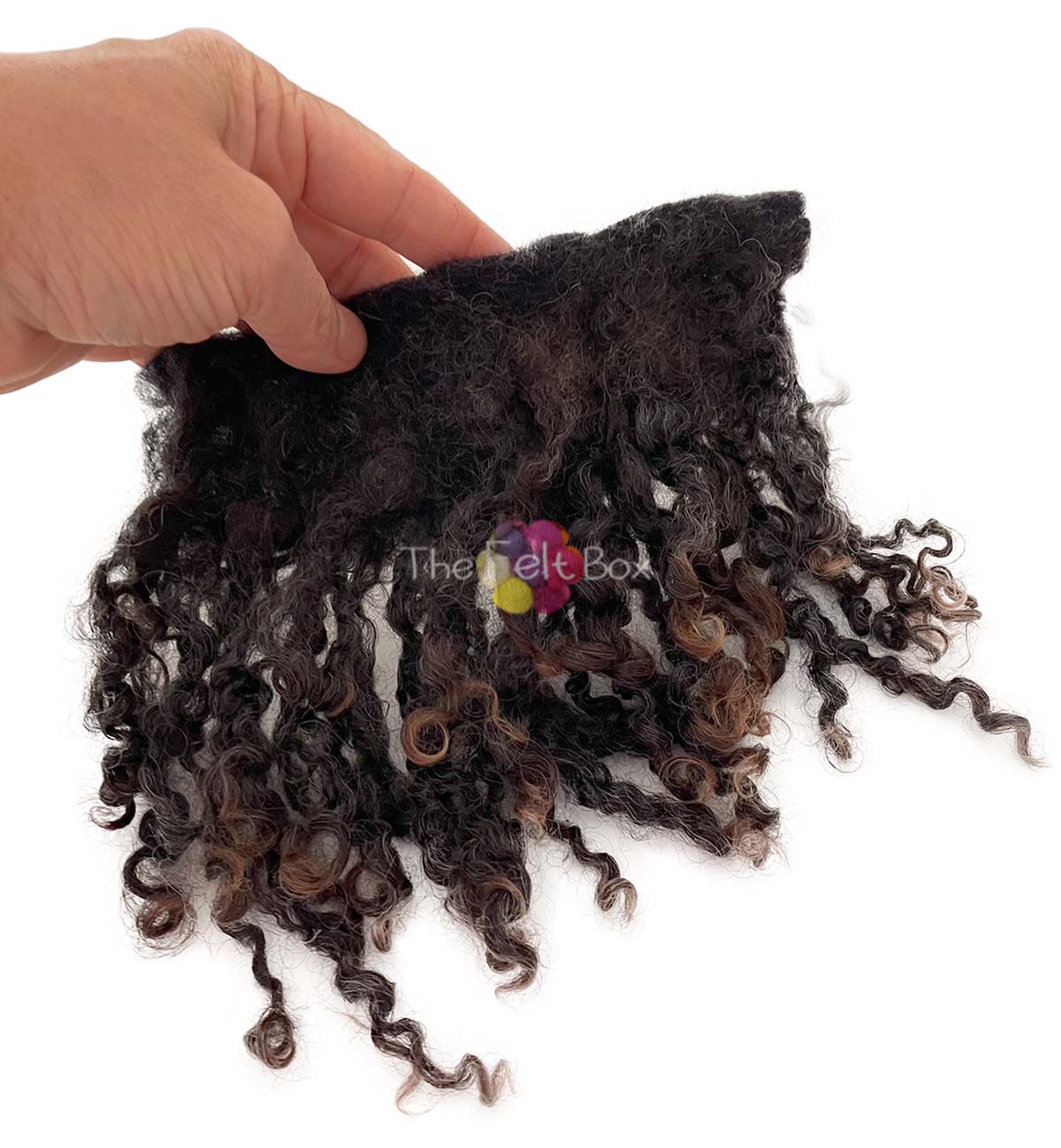 Curly Wool Locks on cloth, Wensleydale Brown
