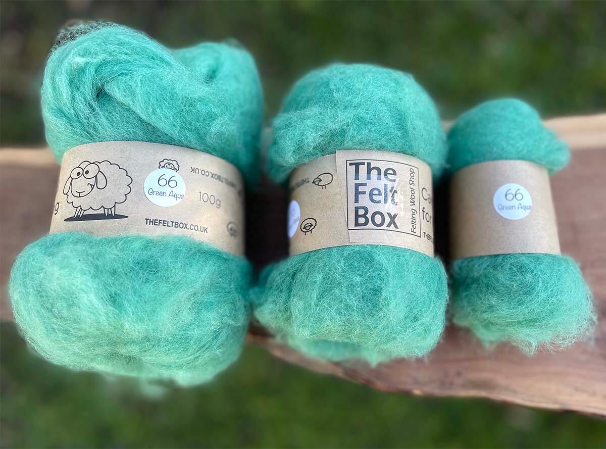 Carded NZ Wool For Needle Felting Batts - Green Aqua #66 Thefeltbox®