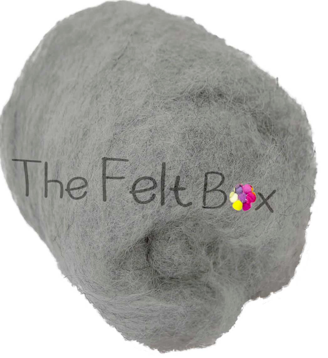 Carded NZ Wool For Needle Felting Batts - Light Grey #03