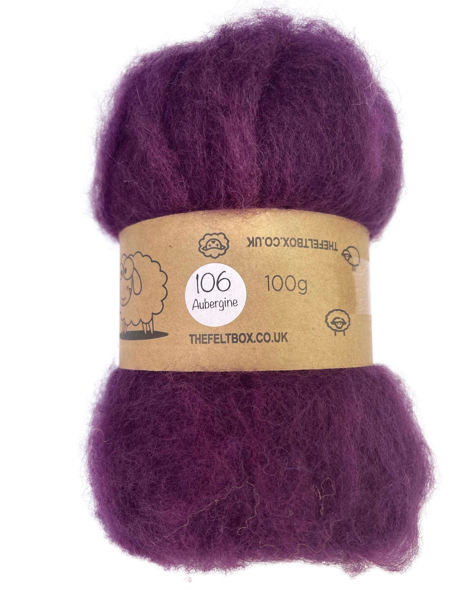Carded Wool For Felting, Needle Felting Batting, Aubergine ( 106 )