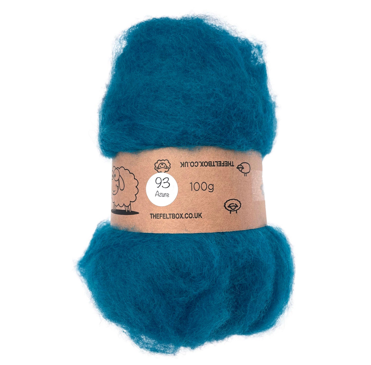 Carded Wool For Felting, Needle Felting Batting, Azure  ( 93 )