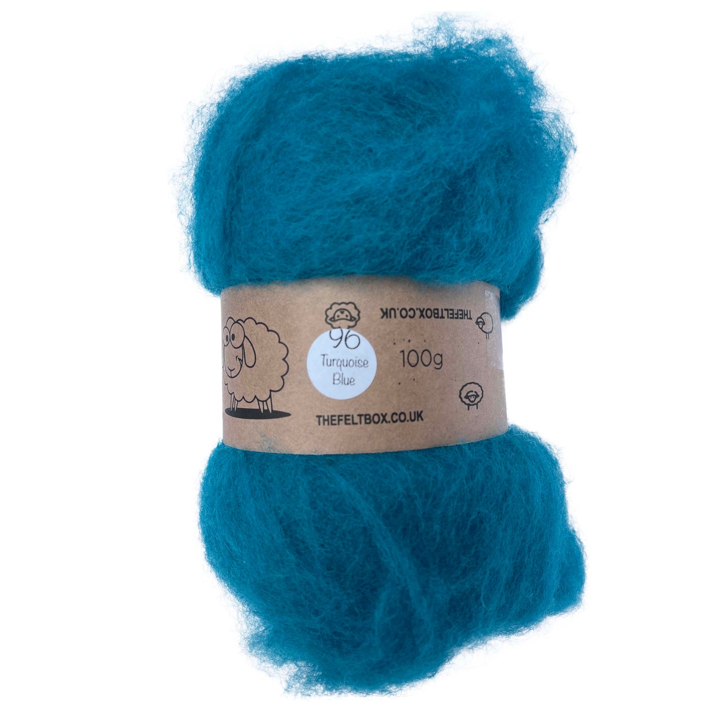 Carded Wool For Felting, Needle Felting Batting, Turquoise Blue ( 96 )
