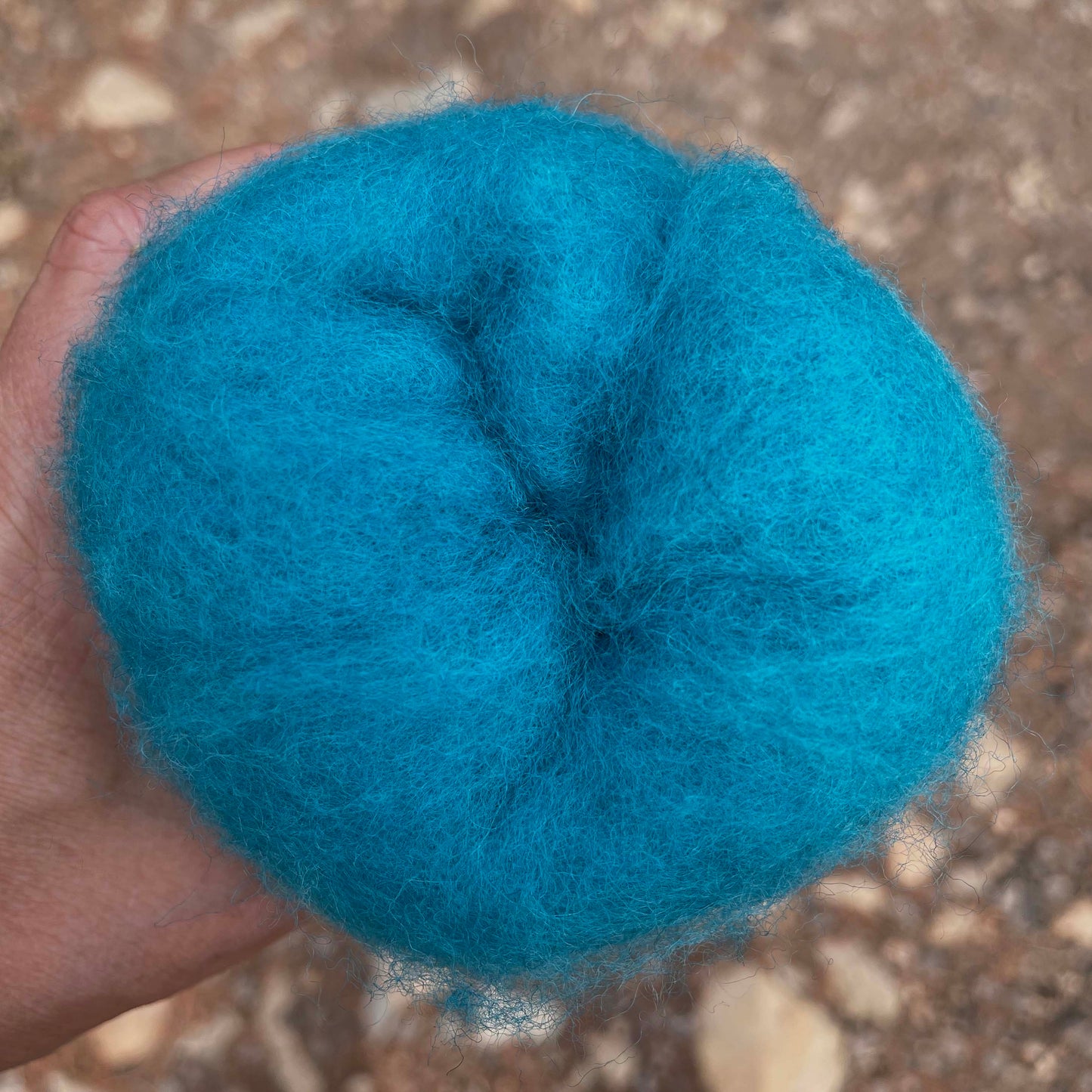 Carded Wool For Felting, Needle Felting Batting, Turquoise Blue  ( 96 )