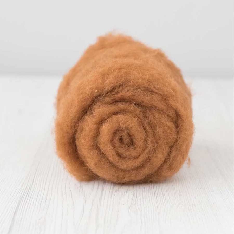 Carded Felt Wool Needle Felting Carded Batt Orange Caramel Maori DHG Cinnamon