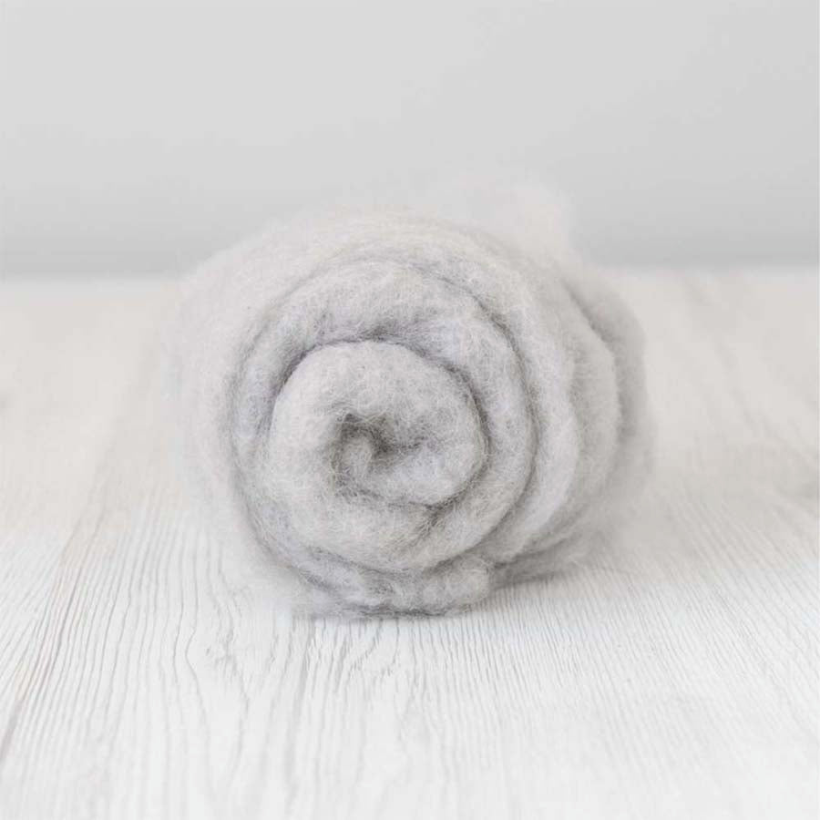 Carded Felt Wool Needle Felting Carded Batt Grey Silver Mouse Maori DHG Cloud