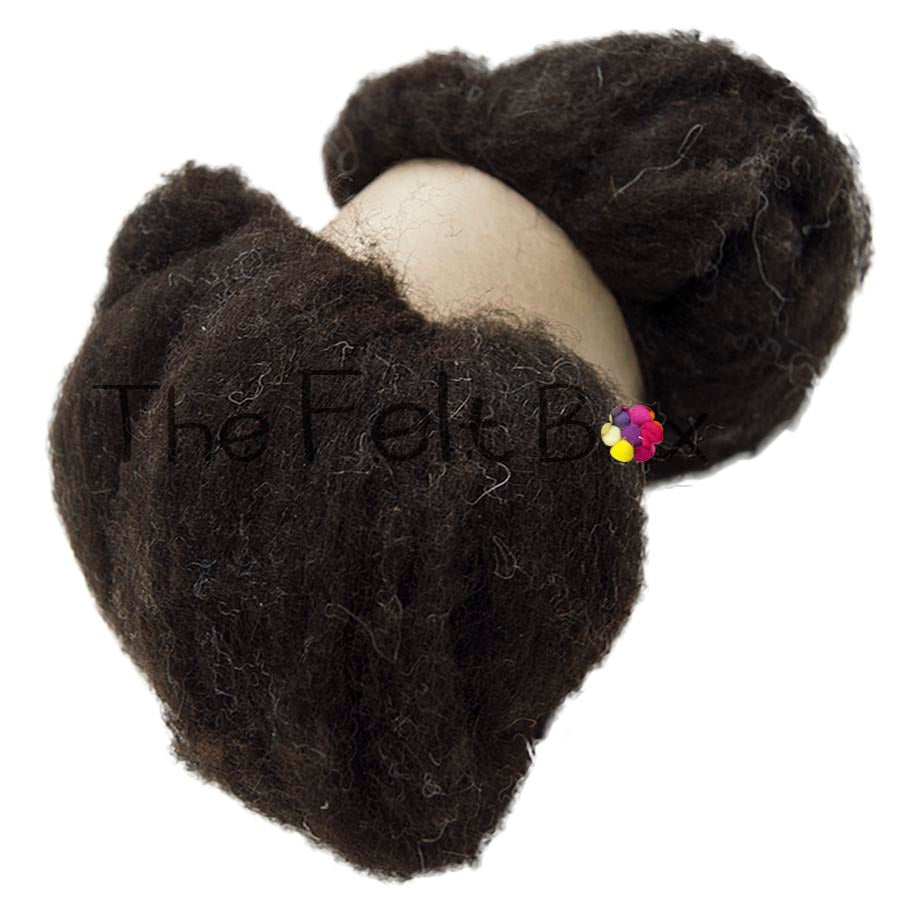Carded Sliver Needle Felting Jacob Fibre Dark Brown Black Bear Felt Cola Gorilla