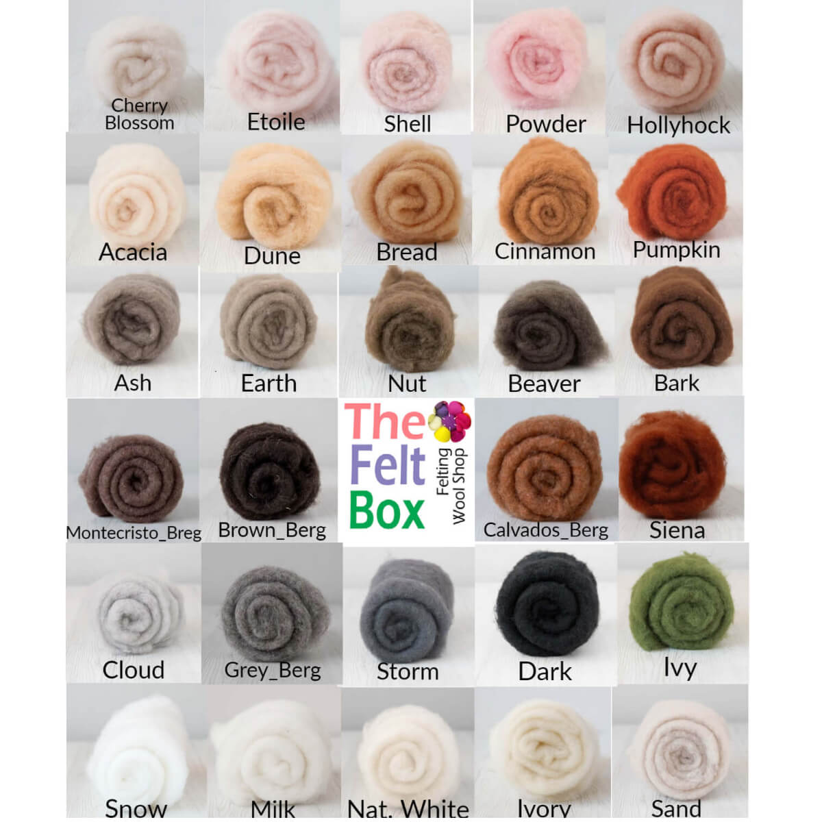 Carded Felt Needle Felting NZ and Maori Colour Chart Real Wool Colour Samples x5