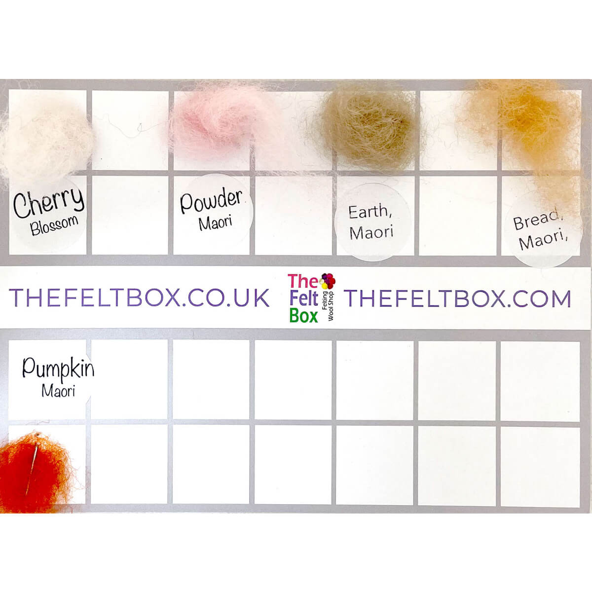 Carded Felt Needle Felting NZ and Maori Colour Chart Real Wool Colour Samples x5
