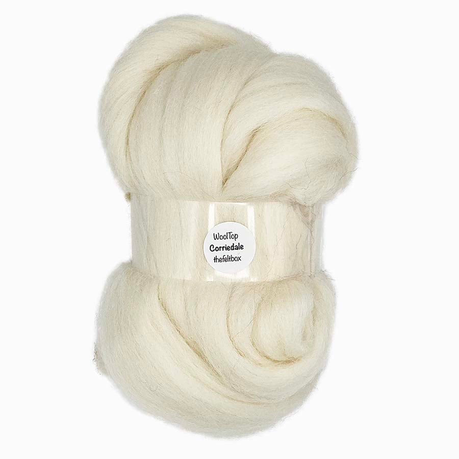 Cream Corriedale wool top for needle felting and spinning