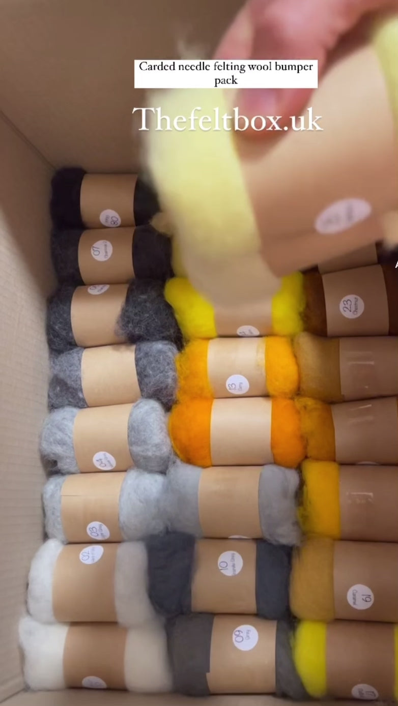 Carded Felt Needle Felting Wool Bumper Bulk Workshop Starter 105 Colours x 50g