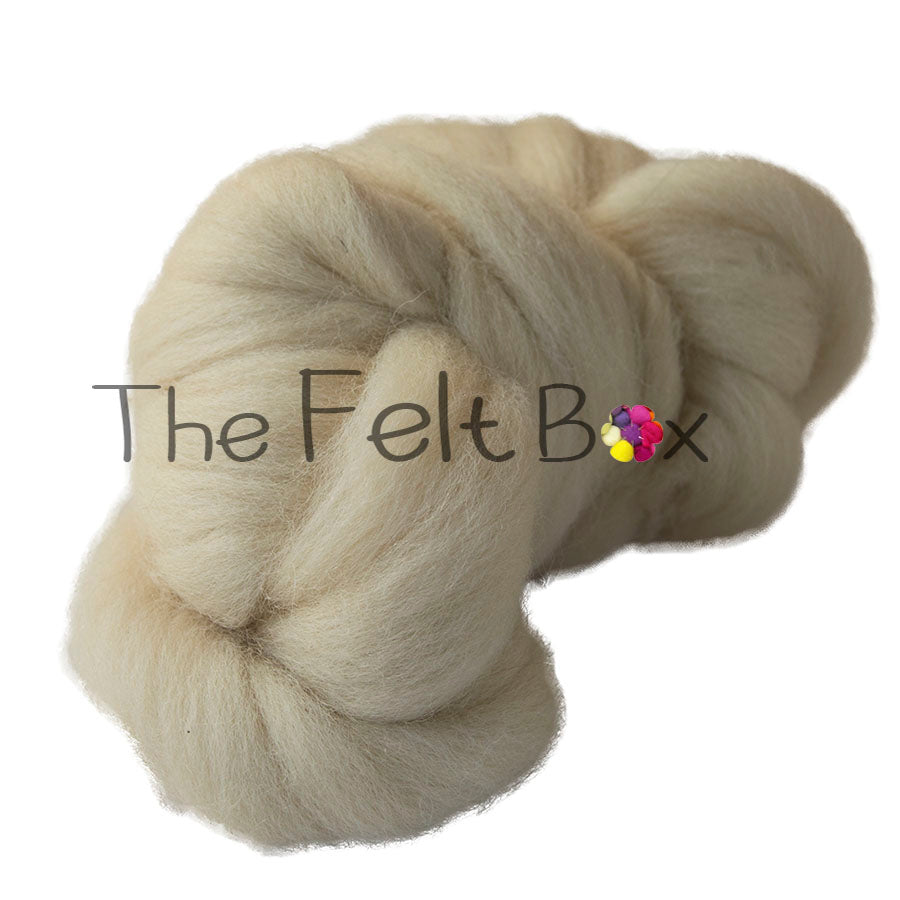 Wool Top Eider, Felting and Spinning Fibre, Cream