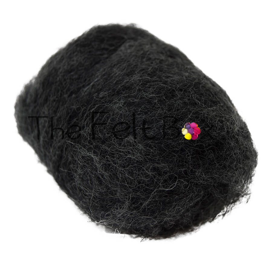 Carded NZ Wool For Needle Felting Batts - Charcoal 1 #06