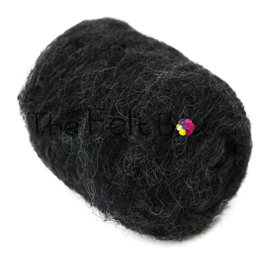 Carded NZ Wool For Needle Felting Batts - Charcoal 2 #07