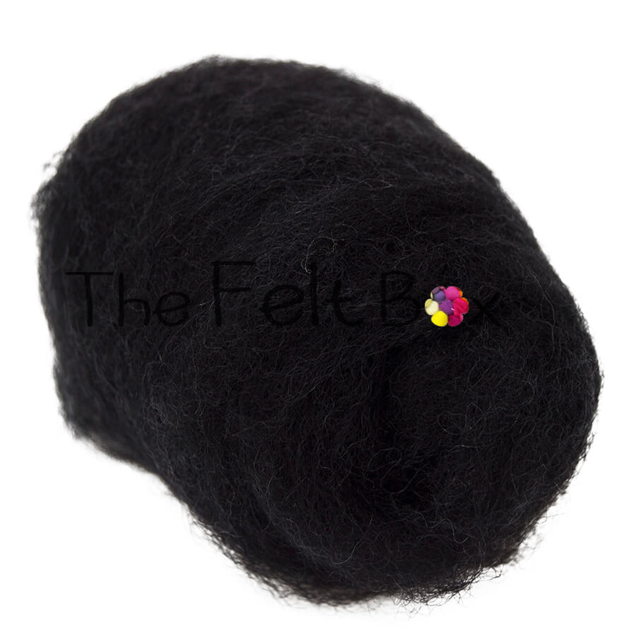 Carded NZ Wool For Needle Felting Batts - Black #08
