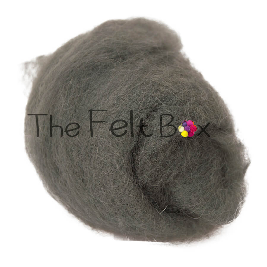 Carded NZ Wool For Needle Felting Batts - Mid Grey #09