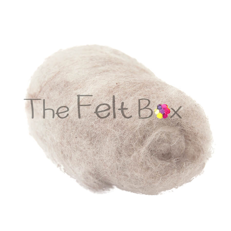 Carded NZ Wool For Needle Felting Batts - Hint of Brown #101