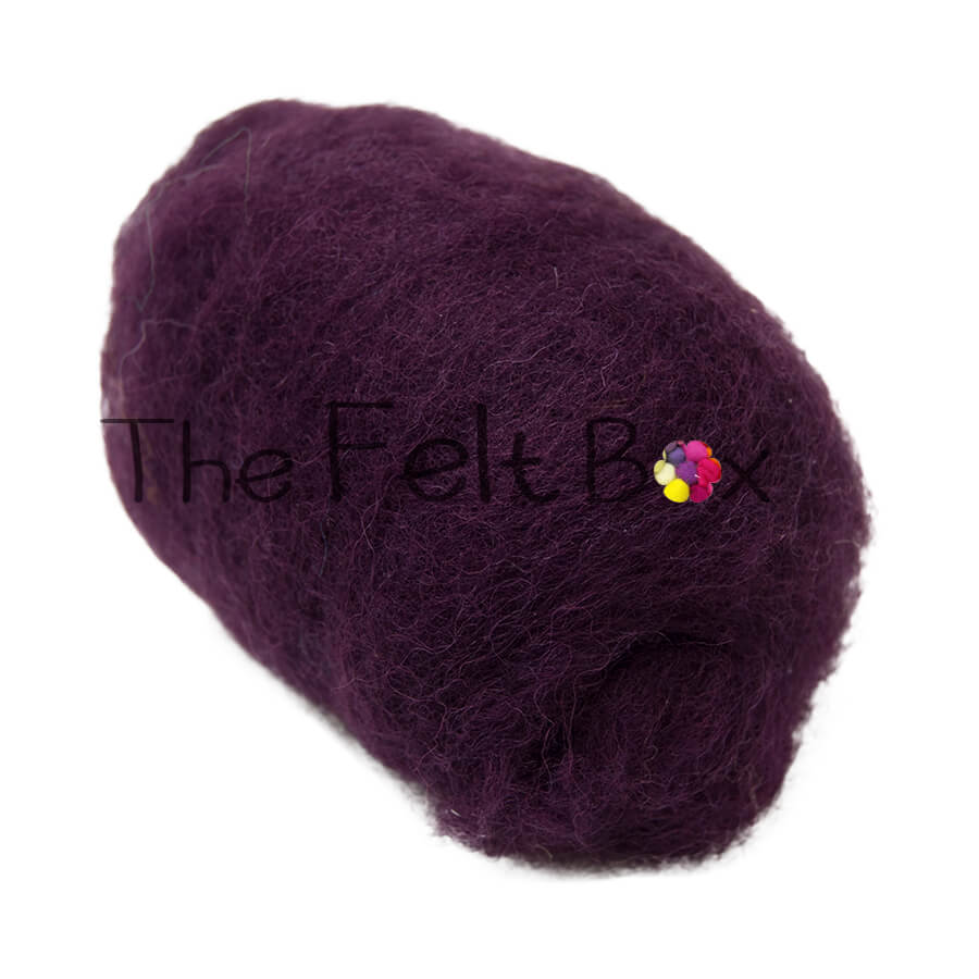 Carded NZ Wool For Needle Felting Batts - Aubergine  #106