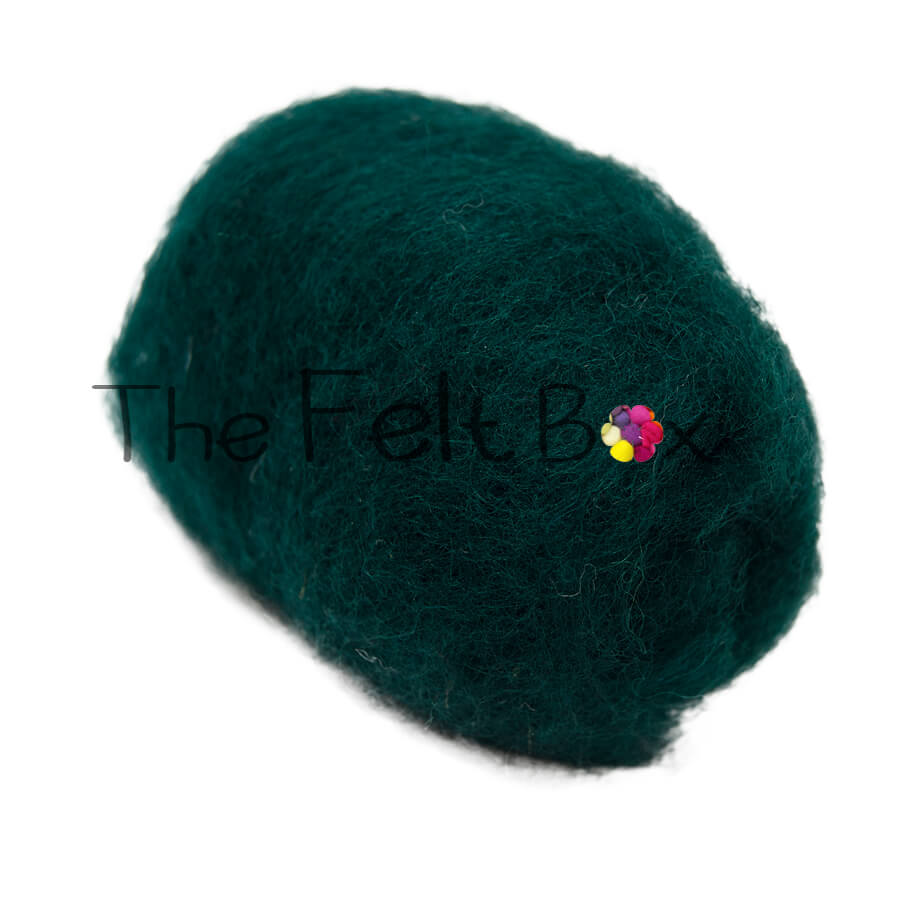Carded NZ Wool For Needle Felting Batts - Bottle Green #109