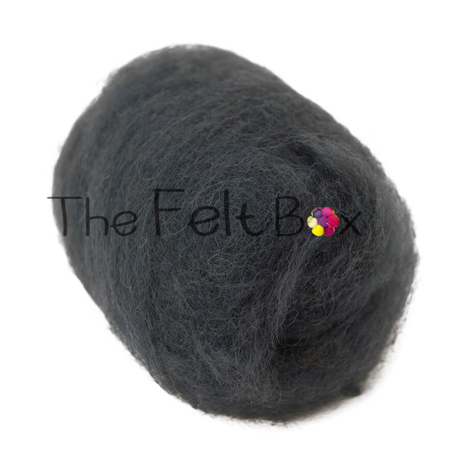 Carded NZ Wool For Needle Felting Batts - Granite Grey #10