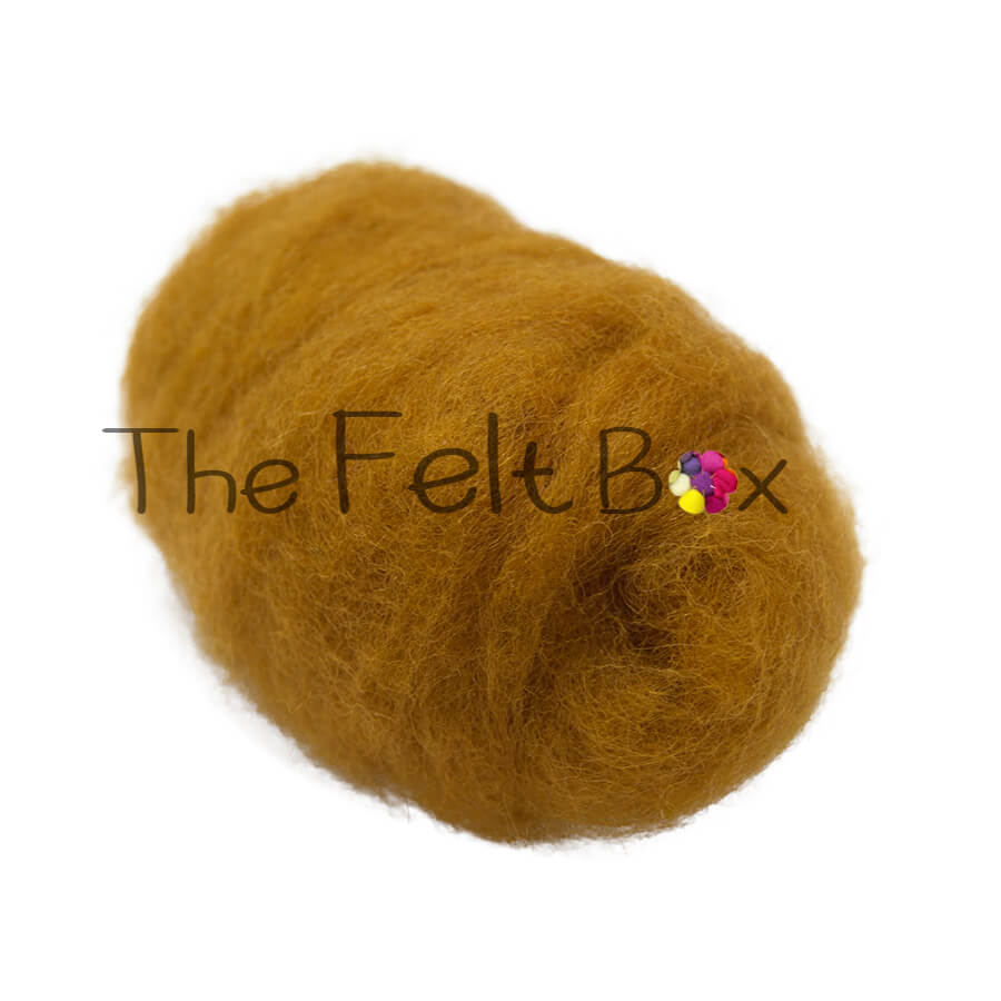 Carded NZ Wool For Needle Felting Batts -  Amber #113