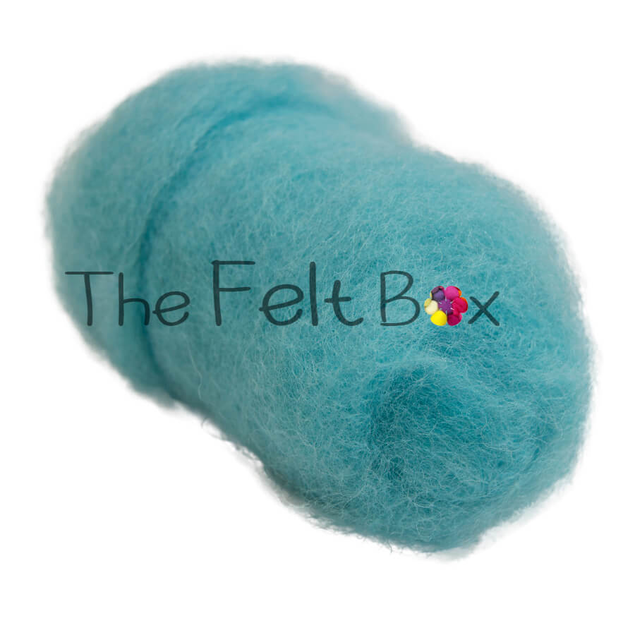 Carded Wool For Felting, Needle Felting Batting, Aqua  ( 118 )
