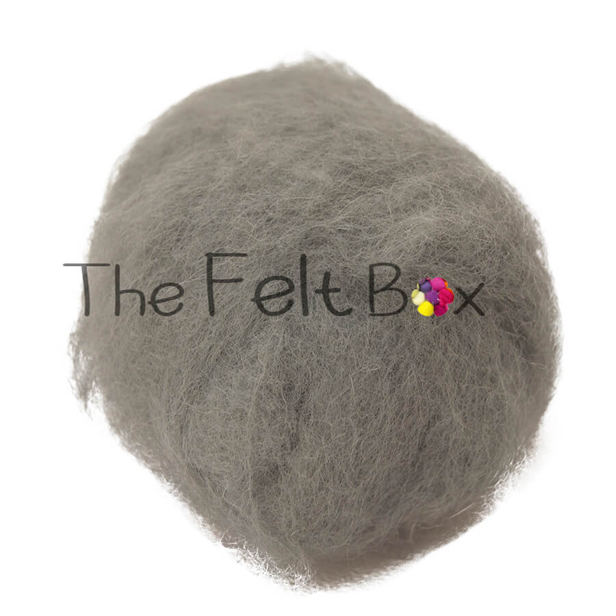 Carded NZ Wool For Needle Felting Batts - Silver Grey #11