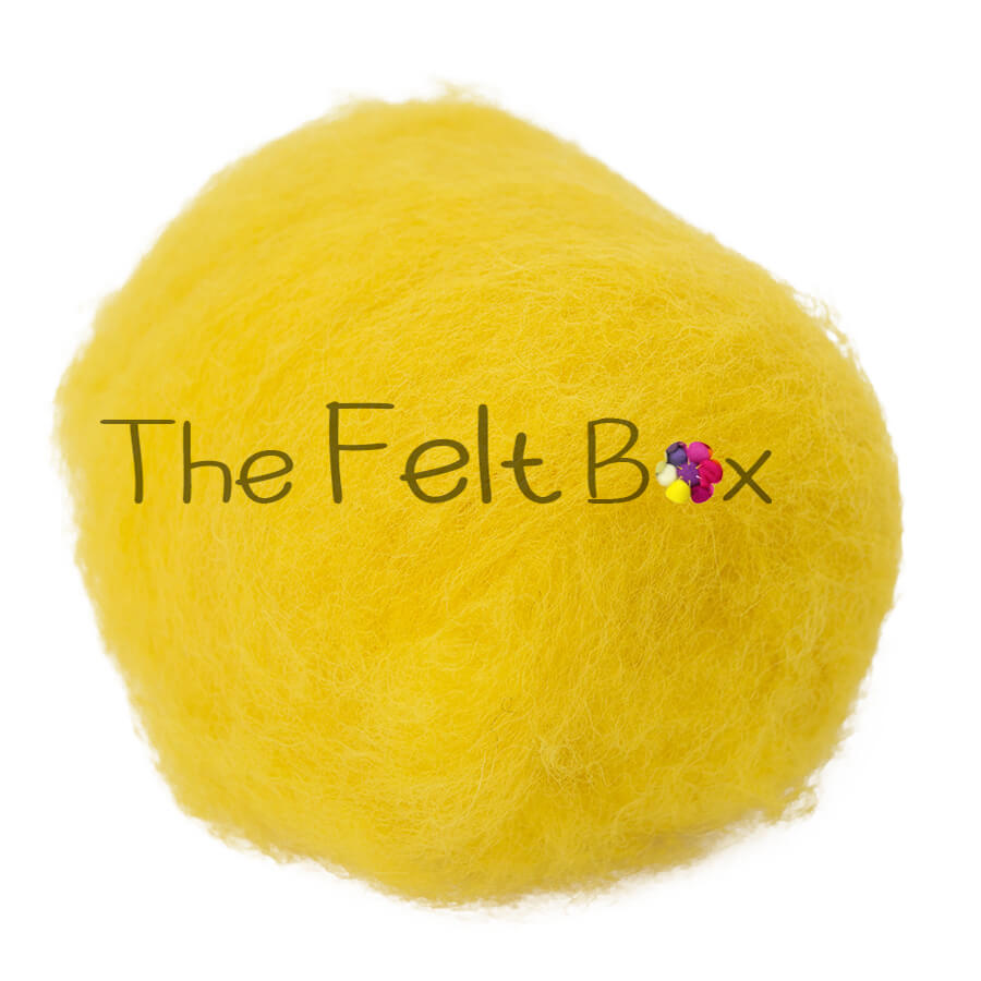 Carded NZ Wool for Needle Felting – Yellow Batt #14 | The Felt Box UK