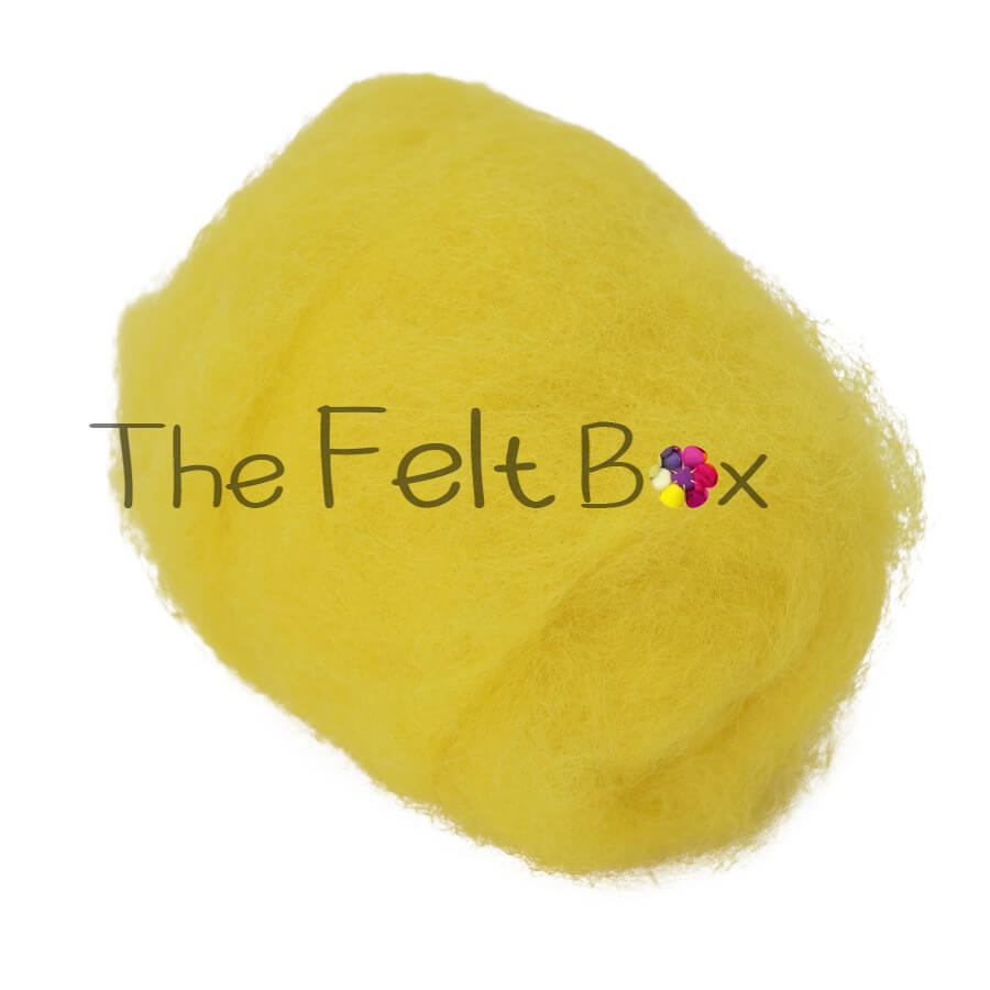 Carded NZ Wool For Needle Felting Batts - Daffodil #17