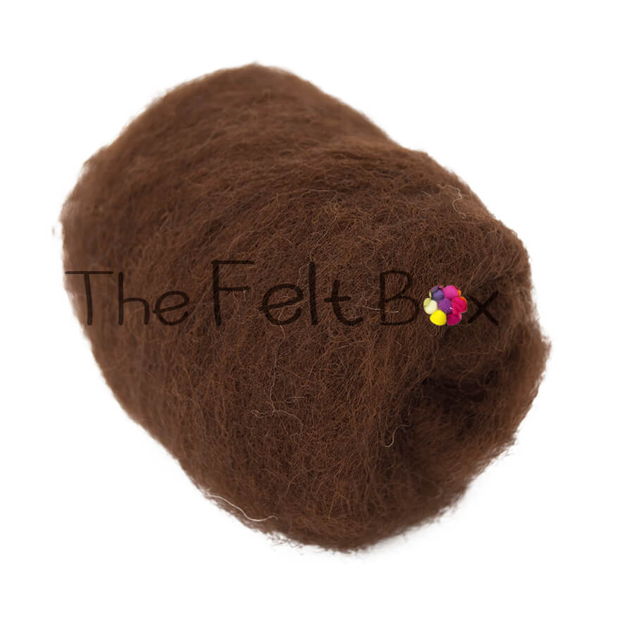 Carded Wool For Felting, Needle Felting Batting, Coffee  ( 24 )