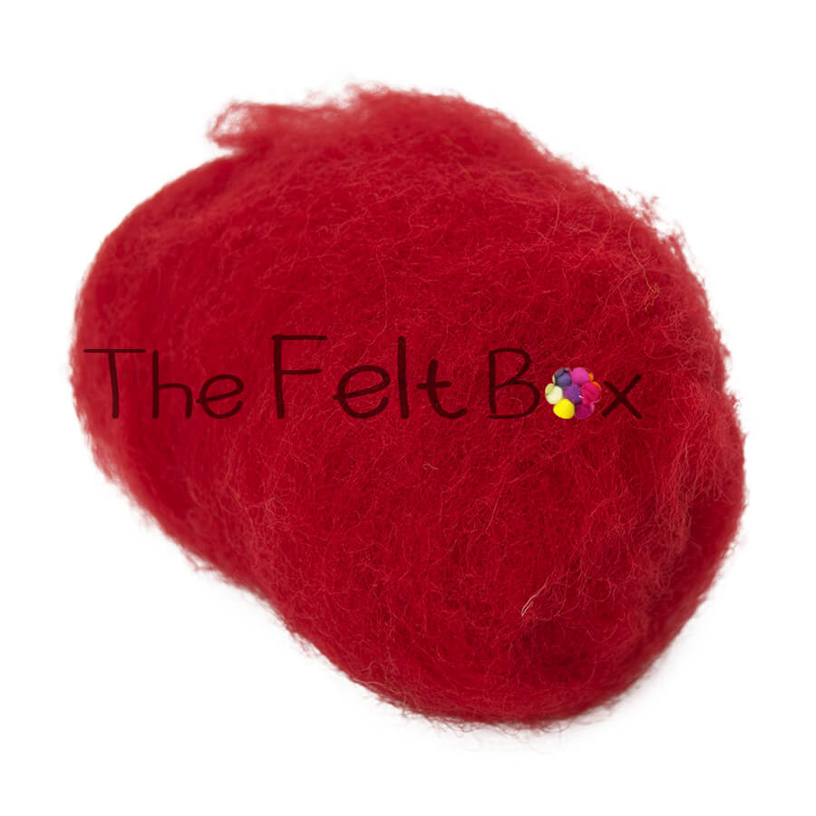 Carded NZ Wool For Needle Felting Batts - Red #28