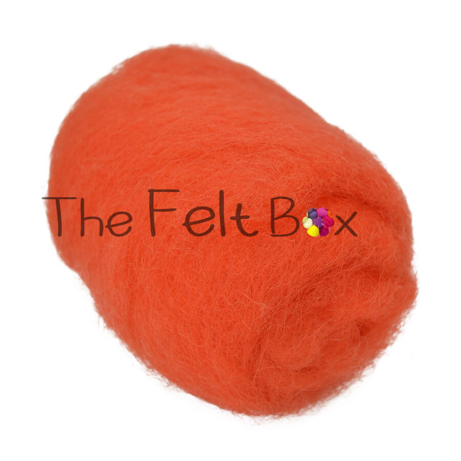 Carded NZ Wool For Needle Felting Batts - Coral #33