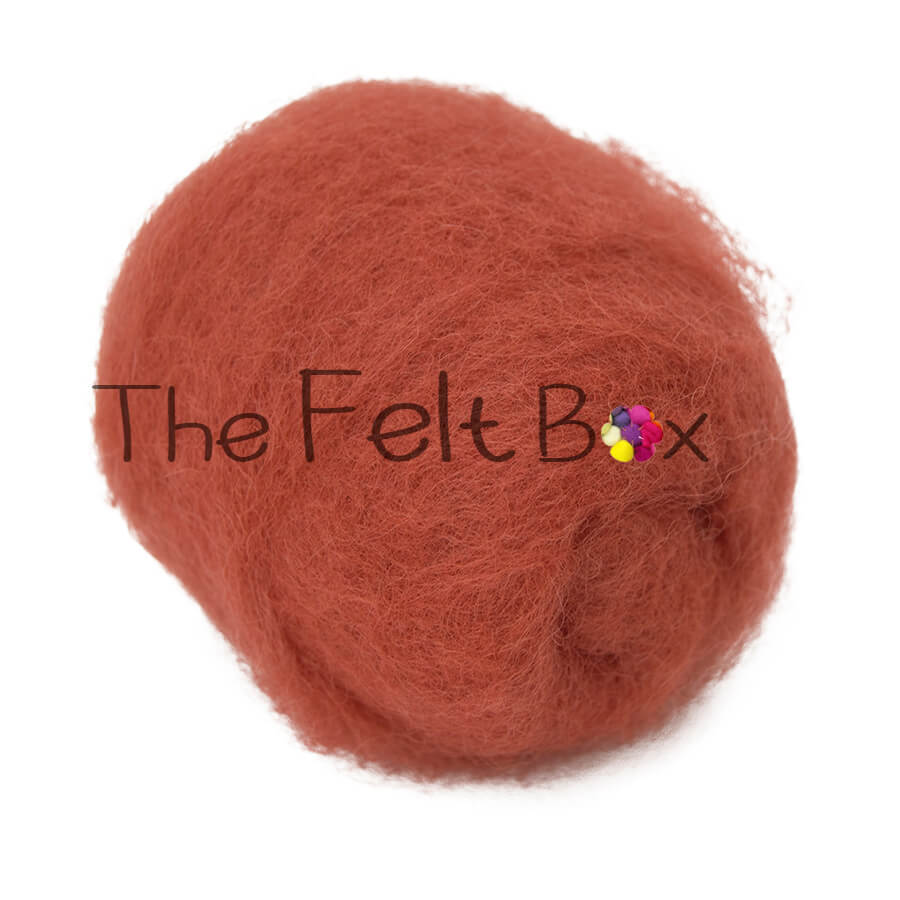 Carded NZ Wool For Needle Felting Batts -Paprika #37