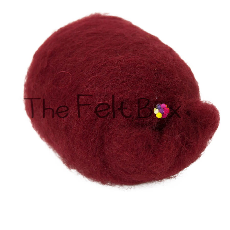 Carded NZ Wool For Needle Felting Batts - Burgundy #40