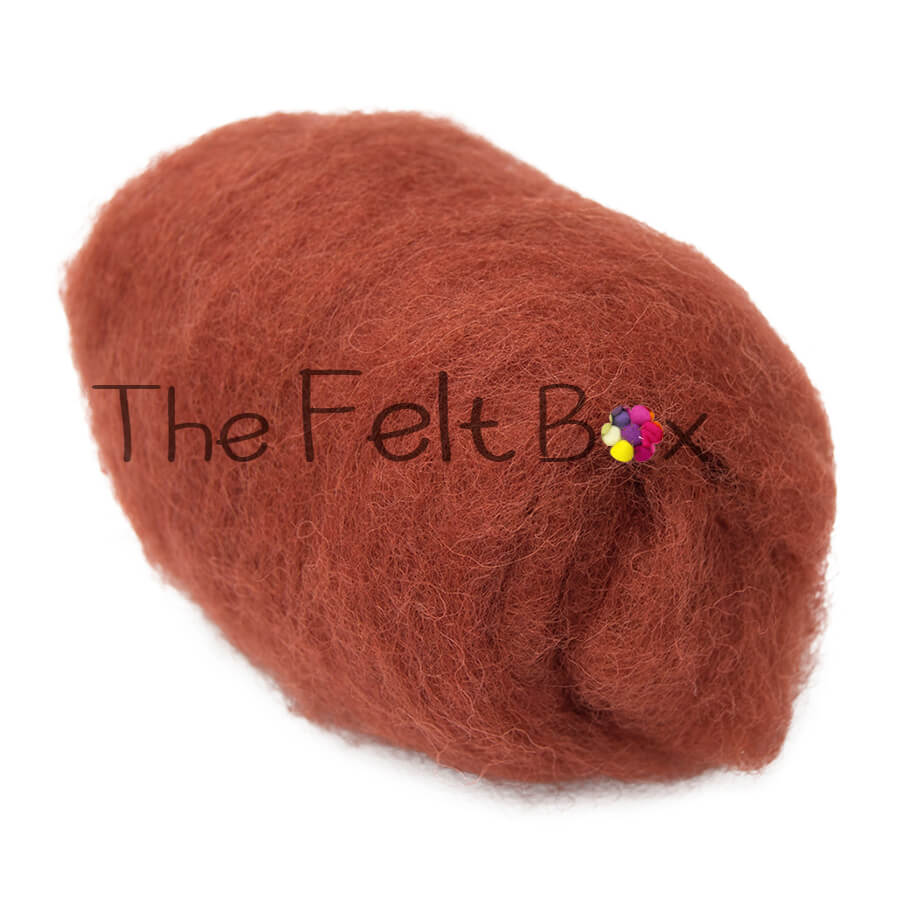 Carded NZ Wool For Needle Felting Batts - Terracotta #42