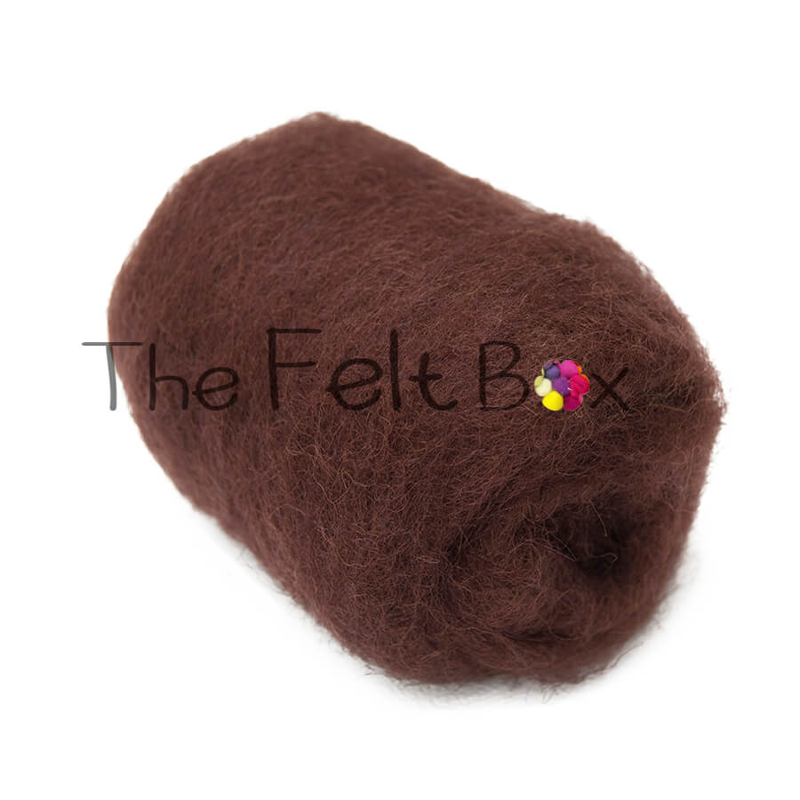 Carded NZ Wool For Needle Felting Batts - Dark Chocolate #43