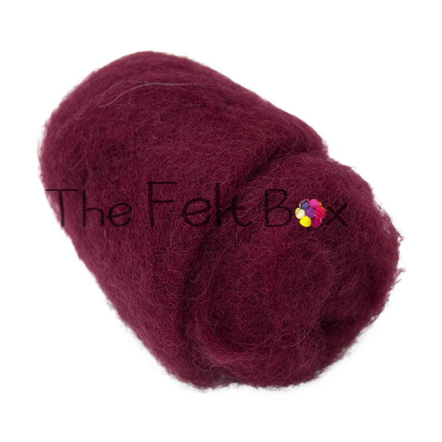 Carded NZ Wool For Needle Felting Batts - Wine #45