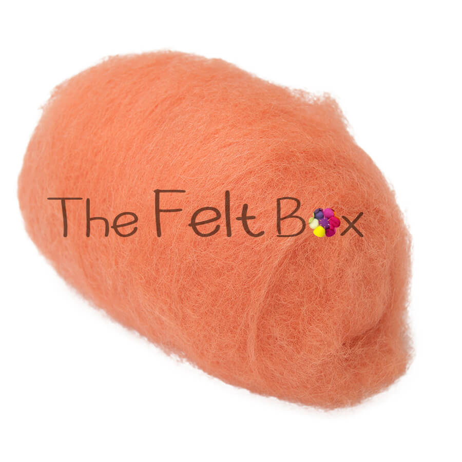 Carded NZ Wool For Needle Felting Batts - Peach #50