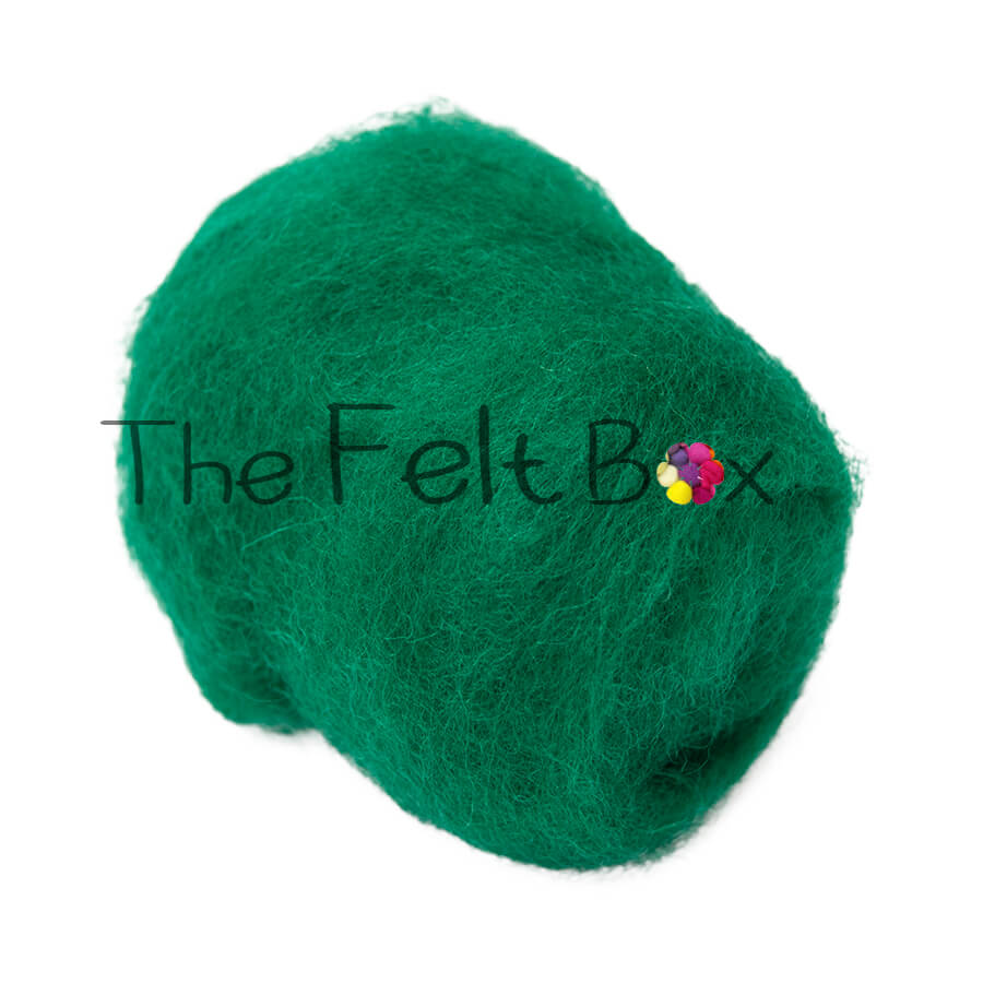 Carded NZ Wool For Needle Felting Batts - Emerald #67