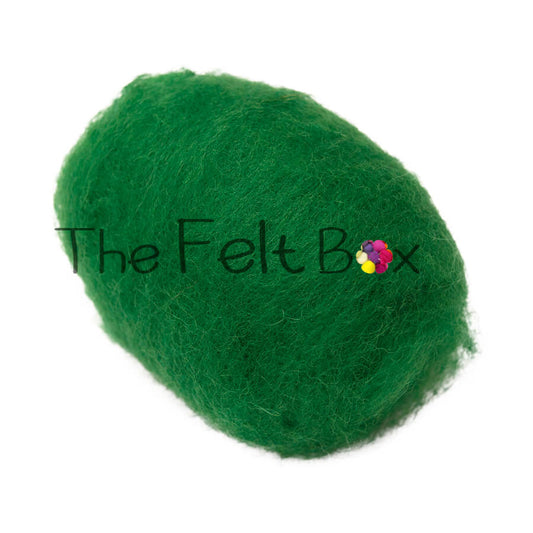 Carded Wool For Felting, Needle Felting Batting, Leaf Green  ( 68 )