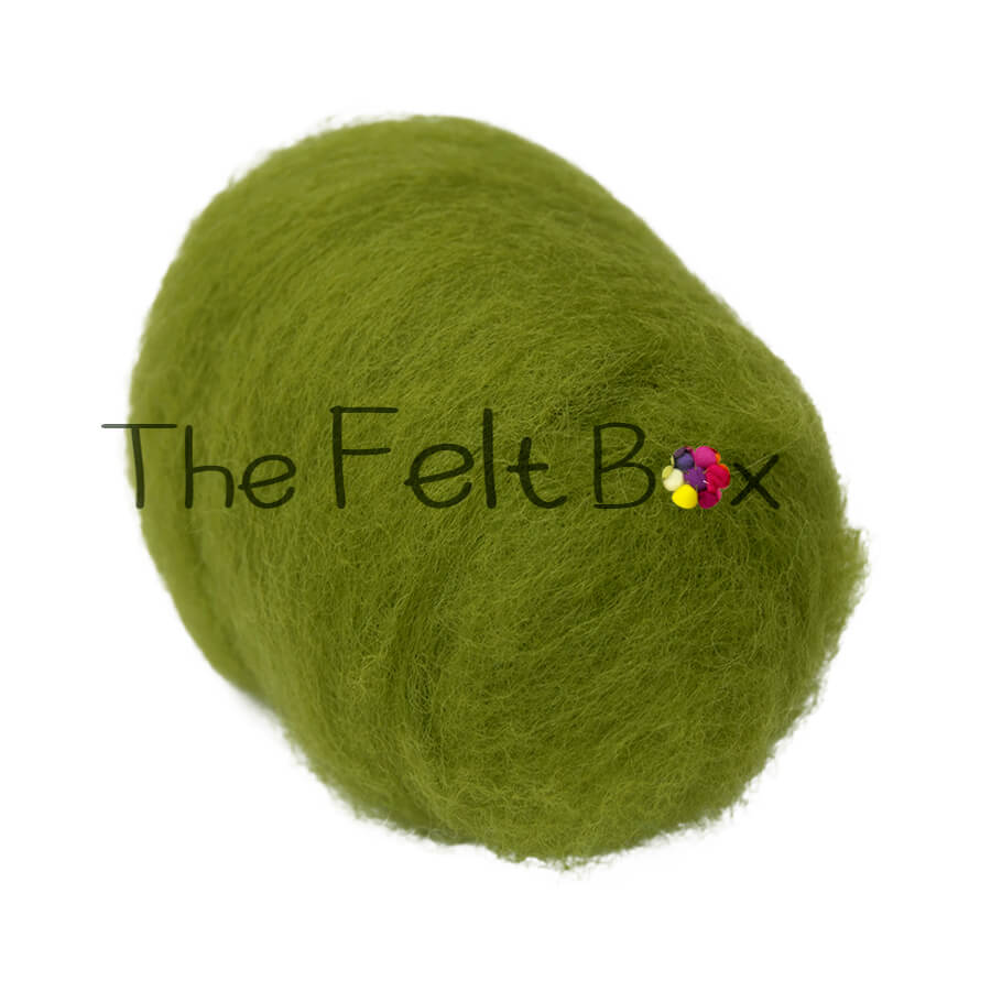 Carded NZ Wool For Needle Felting Batts - Olive #77
