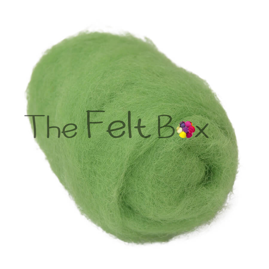 Carded NZ Wool for Needle Felting – Lime Green Batt #79 | The Felt Box UK