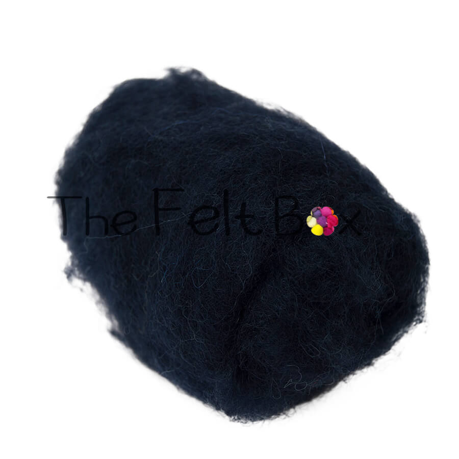 Carded NZ Wool For Needle Felting Batts - Midnight Blue #85