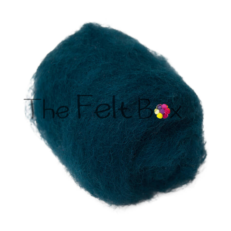 Carded NZ Wool For Needle Felting Batts - Dark Peacock #95