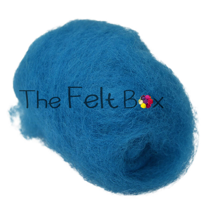 Carded NZ Wool For Needle Felting Batts - Turquoise Blue #96