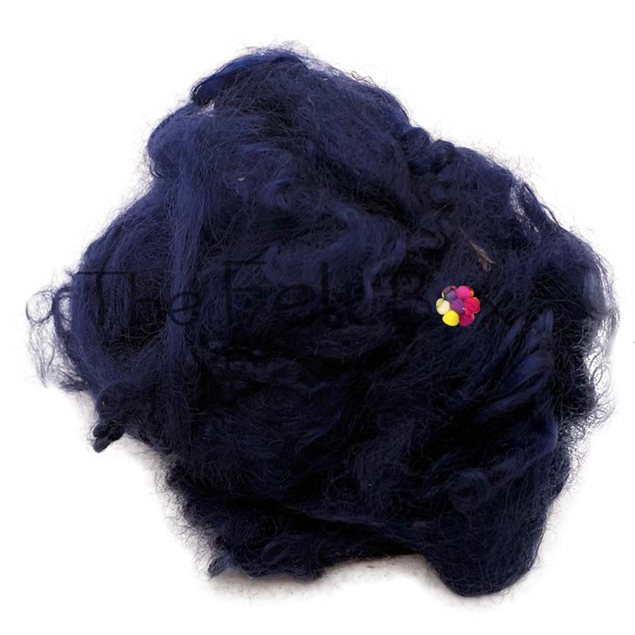 Fleece Wensleydale Sheep, Scoured, Navy Blue Wool Flakes 50g
