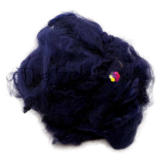 Fleece Wensleydale Sheep, Scoured, Navy Blue  Wool Flakes 50g