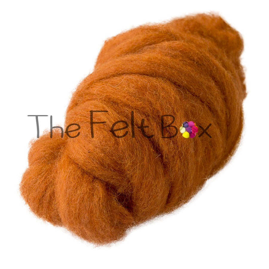 Carded Sliver Needle Felting Wool Corriedale Fibre Orange Squirrel Fox