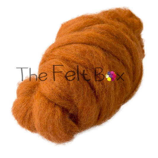 Carded Sliver Needle Felting Wool Corriedale Fibre Pumpkin Orange Squirrel Fox