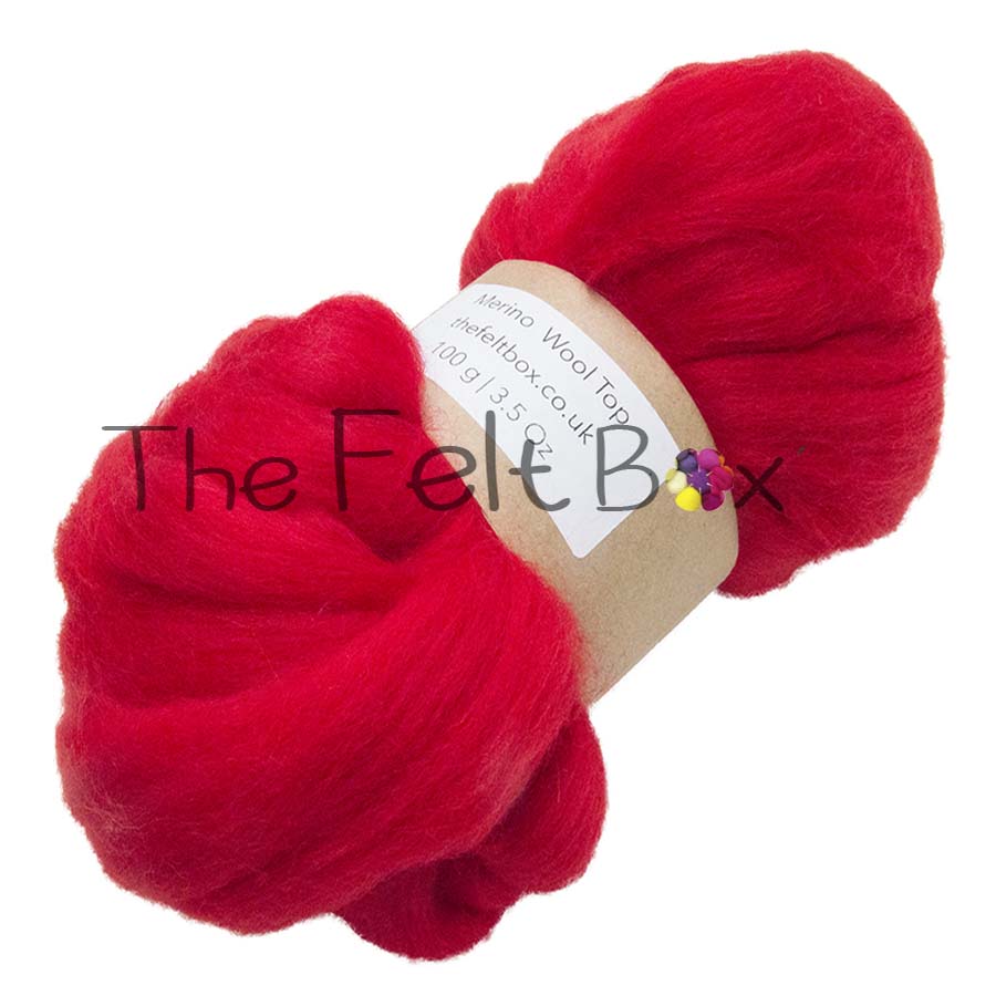 Merino Roving Felting Wool Top 21 mic 3D 2D Nuno Felting Spinning Fibre Red