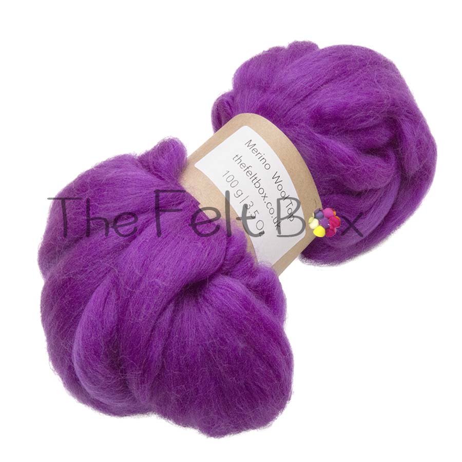 Merino Roving Felting Wool Top 21 mic 3D 2D Nuno Felting Spinning Fibre Purple